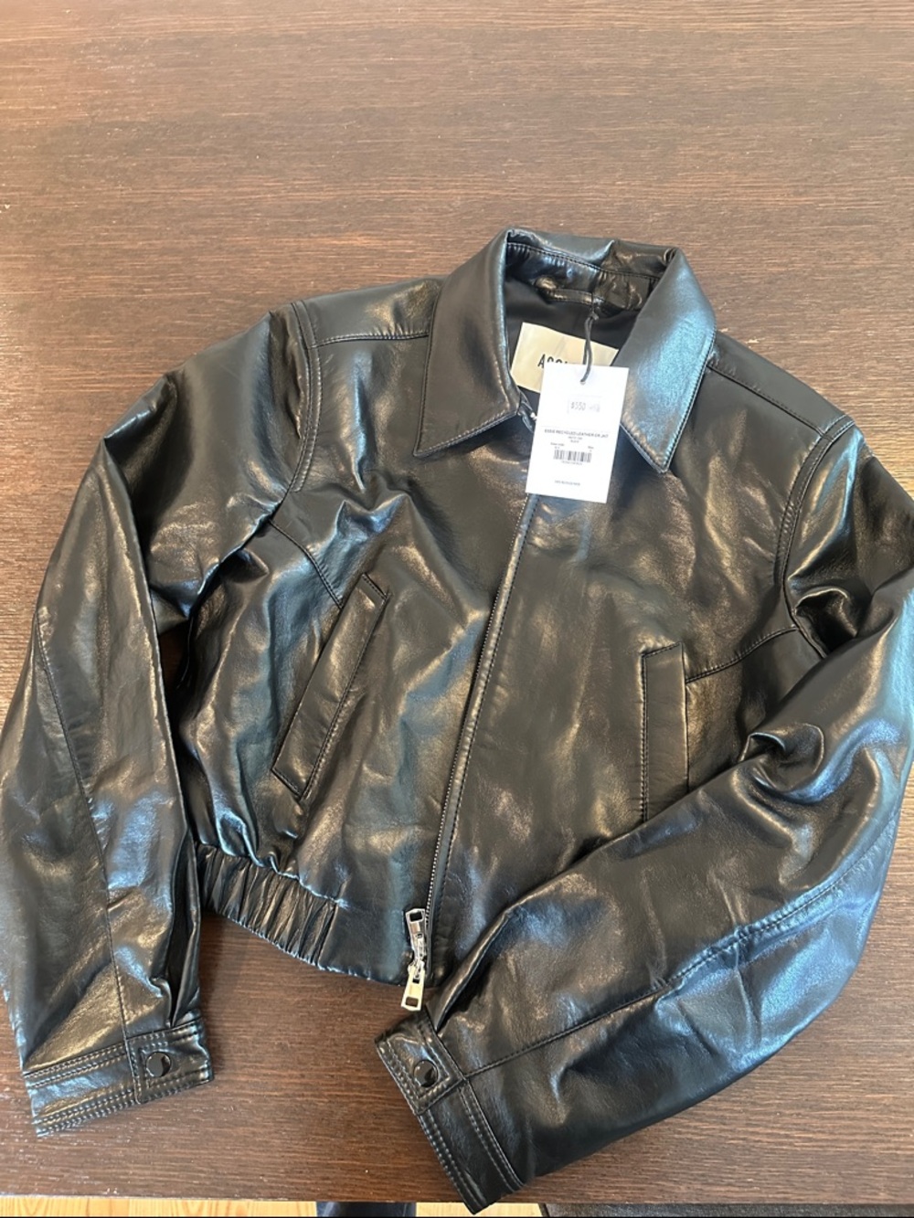 Essie Agolde Black Recycled Leather Jacket